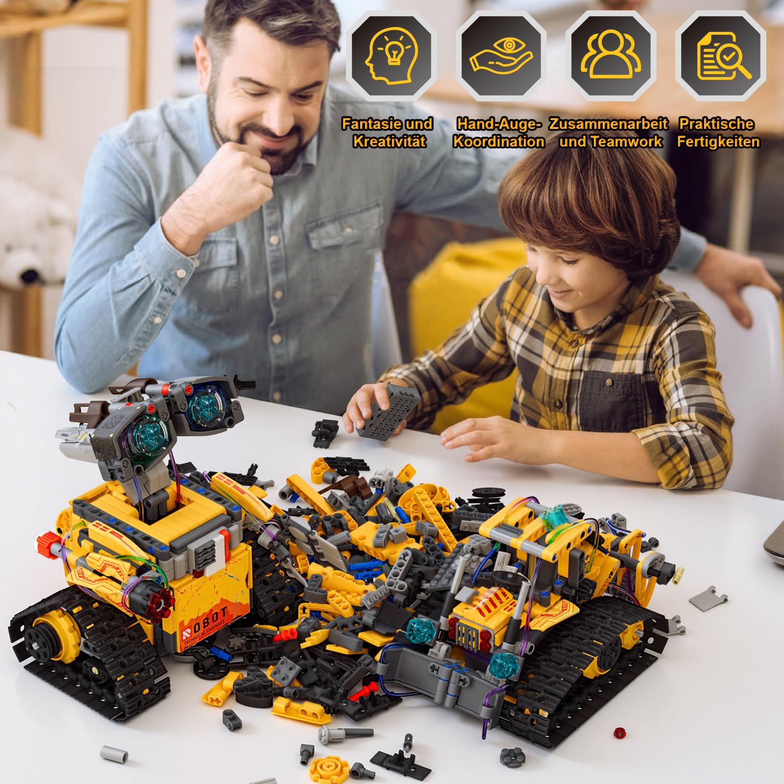 GuKKK Technik Roboter für Kinder Bausatz, 5-in 1 Programmierbarer Roboter Bausatz mit App & Fernsteuerung, Programmierbares Bauspielzeug, Kreative Geschenke für 6-12+ Jahre Alte Jungen(673 Stück) (A)