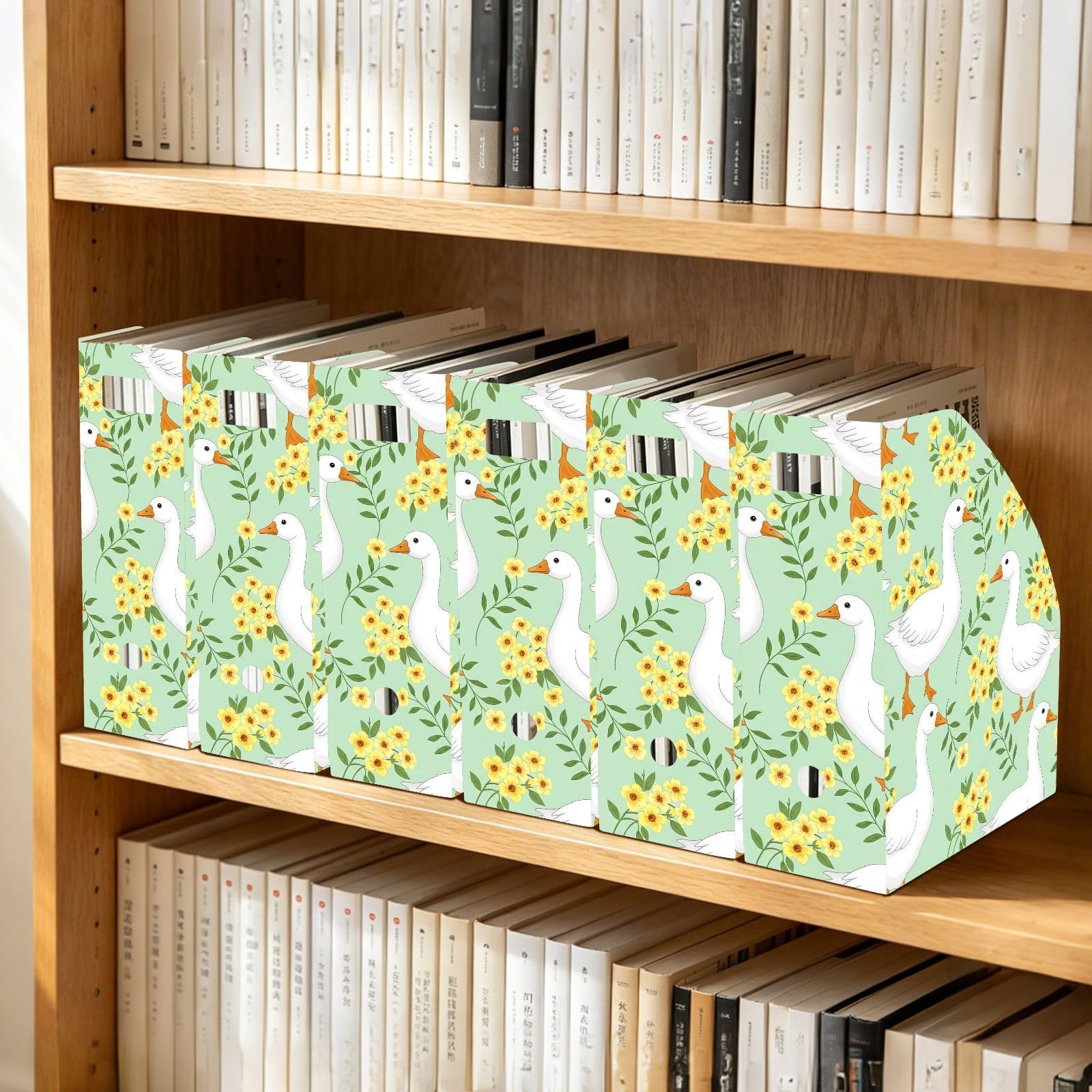 Cartone animato anatra bianco scrivania File Organizer, liscio PP