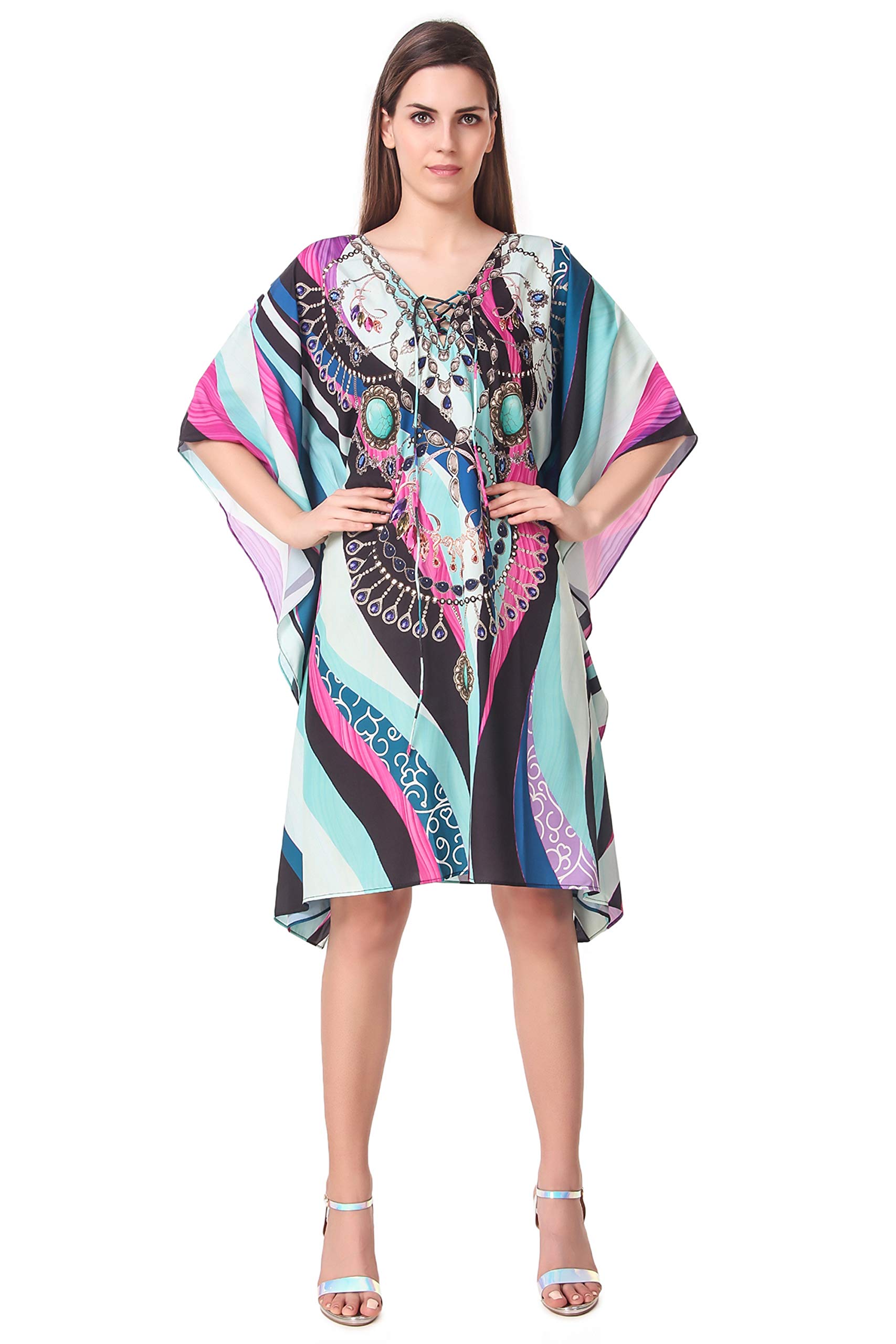 curvshape Purple Wave Digital Printed | Georgette Kaftan | Vacation Wear | Beach Wear | Coverups | Kaftan Dress | for Women | Free Size [M-3XL]-picture-22