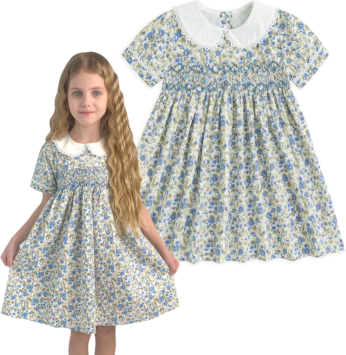Curipeer Toddler Girl Dress Summer Floral Dresses for Girls Short Sleeve Playwear Sundress