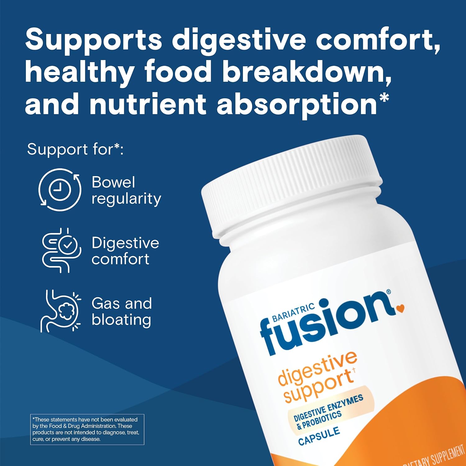Bariatric Fusion Digestive Support: Digestive Enzymes with Probiotics | Vegan Supplement | Probiotics for Digestive Health and Gut Health Support | Gluten, Dairy & GMO Free | 60 Capsules