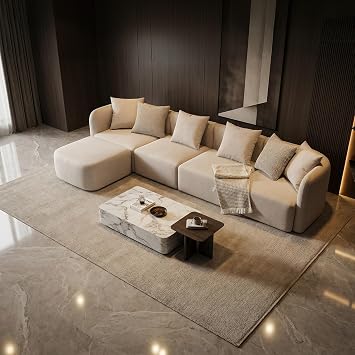 Modular Sectional Couch, 118", Deep Seat, with Ottoman, Chaise, Oversized | 118" Modular Sectional Couch for Living Room, L Shape Cloud Sofas with Ottoman, Deep Seat Oversized Couchs with Chaise Lounge