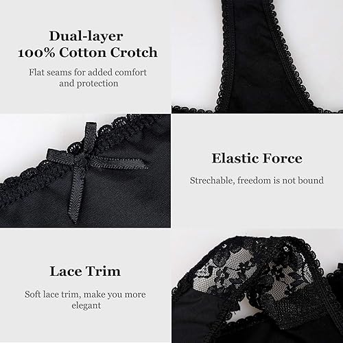 Miniatura 4 de LYYTHAVON - Juego de 7 tangas para mujer, encaje elástico, elastano y nailon