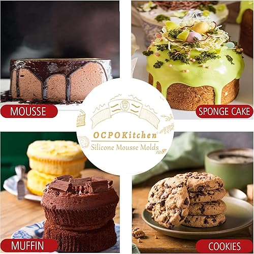 Miniatura 4 de OCPO KITCHEN Molde de silicona cilíndrica redonda 3D para hornear pasteles de mousse, dulces, pasteles, chocolate, cupcake, galletas, molde de