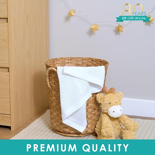 Clair de Lune Soft Cotton Cellular Shawl Baby Pram Blanket White 70 x 90 cm - 5