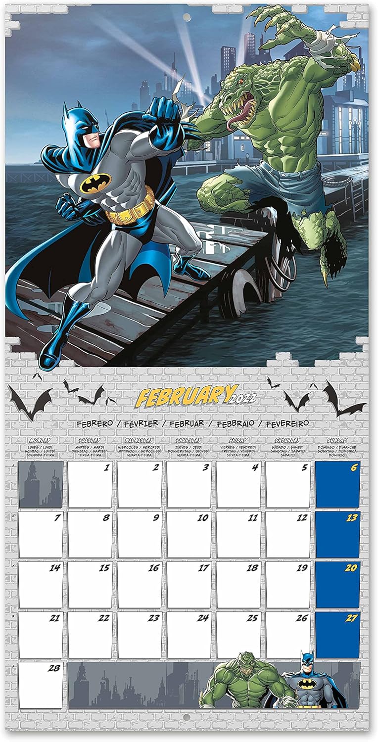 Grupo Erik Official DC Comics Batman 2022 Wall Calendar, January 2022 - December 2022 Monthly Planner, Square Wall Calendar 2022, Family Planner Calendar 2022, Batman Calendar(Free Poster Included), Batman Blue, 12 inch x 12 inch (CP22013)