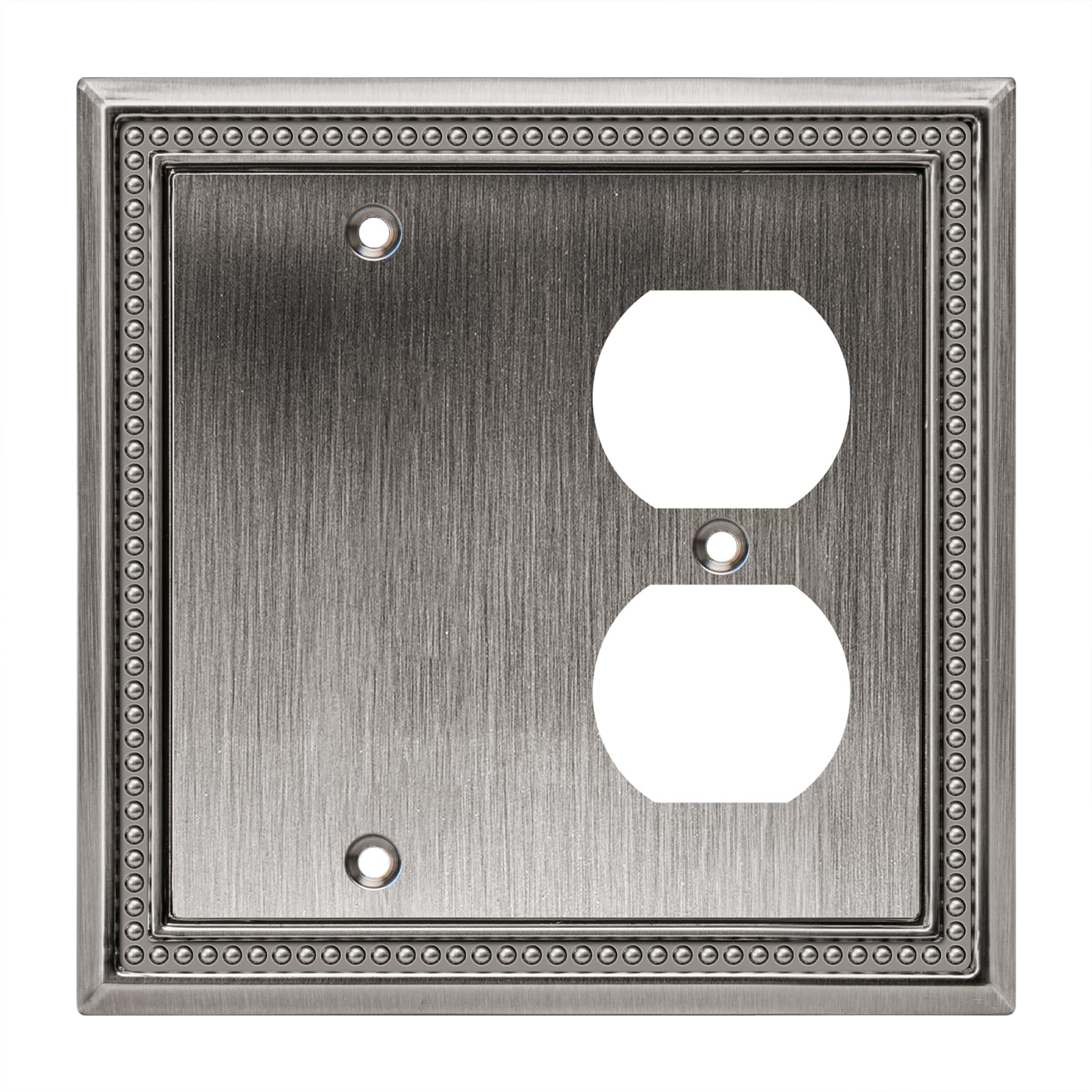 Henne Bery Sunken Pearls Heavy Duty Decorative Wall Plate Switch Plate Outlet Cover (Blank/Duplex, Heirloom Silver)