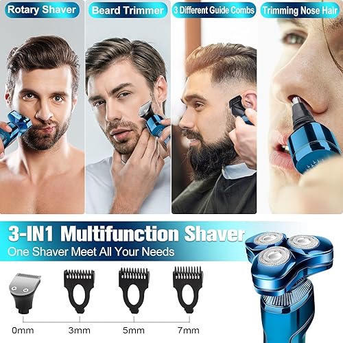 Miniatura 3 de Maquinilla de afeitar eléctrica para hombres, afeitadora eléctrica para hombres, pantalla LED giratoria, impermeable, recargable, afeitadora