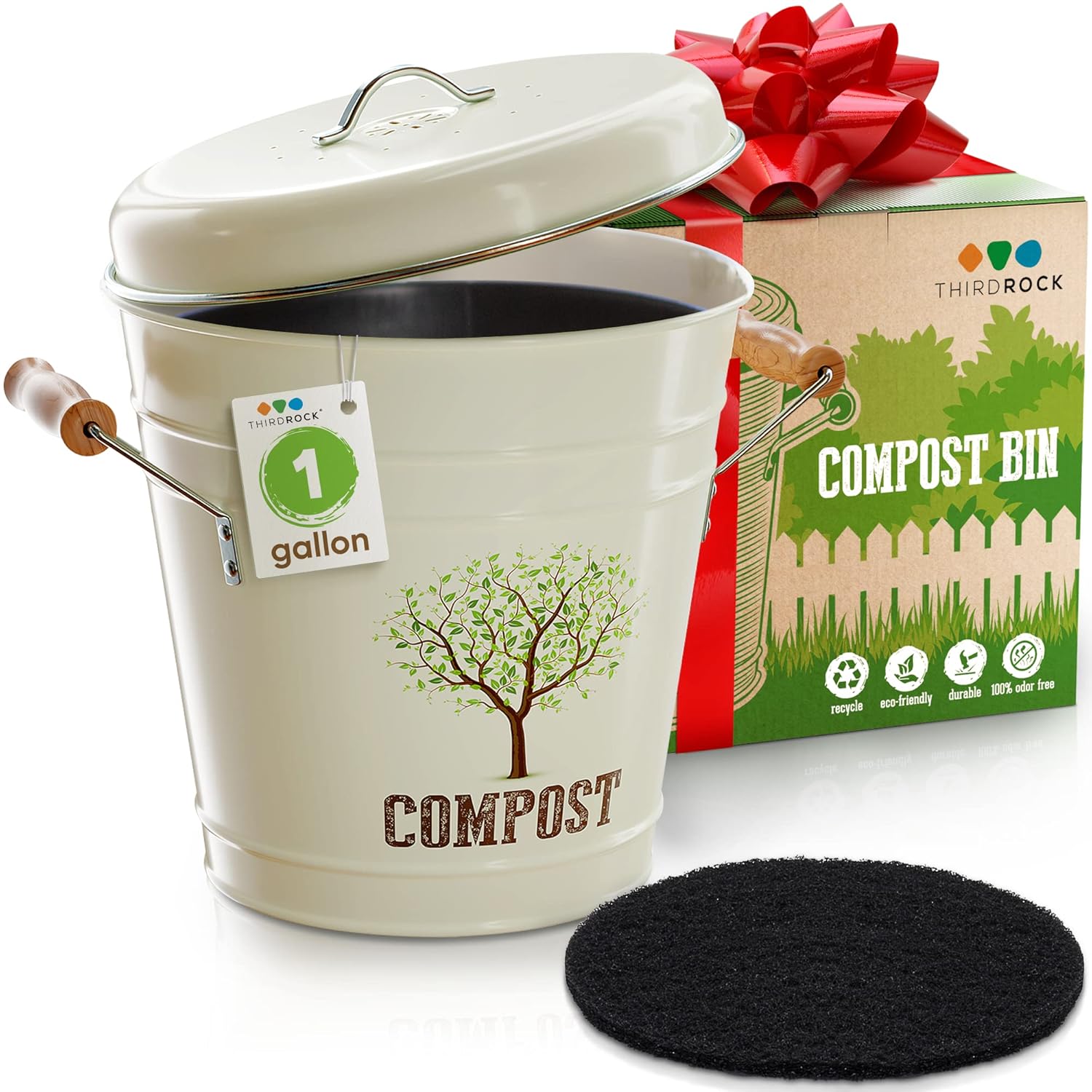 Third Rock Compost Bin for Kitchen Counter 1 Gallon 3.8 Liter