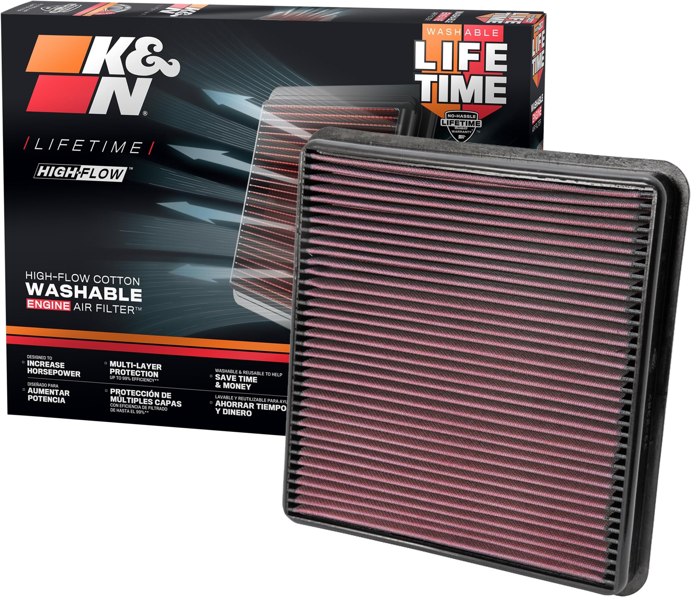 Engine Air Filter: High Performance, Premium, Washable, Replacement Filter: Fits 2007-2019 Toyota/Lexus V8 Truck And Suv (Land Cruiser, Tundra, Sequoia, Lx 570), 33-2387