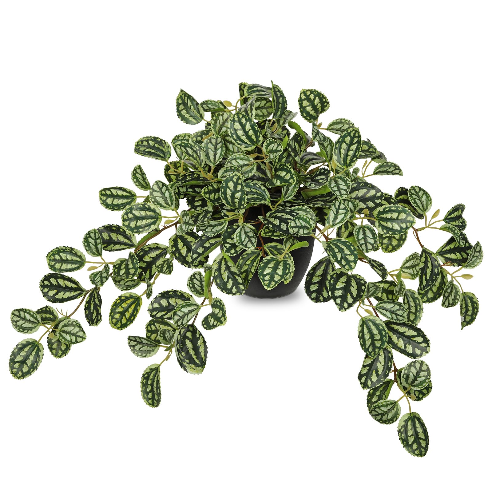 Oairse Artificial Plants Indoor, Fake Trailing Plants in Black Plastic Pot