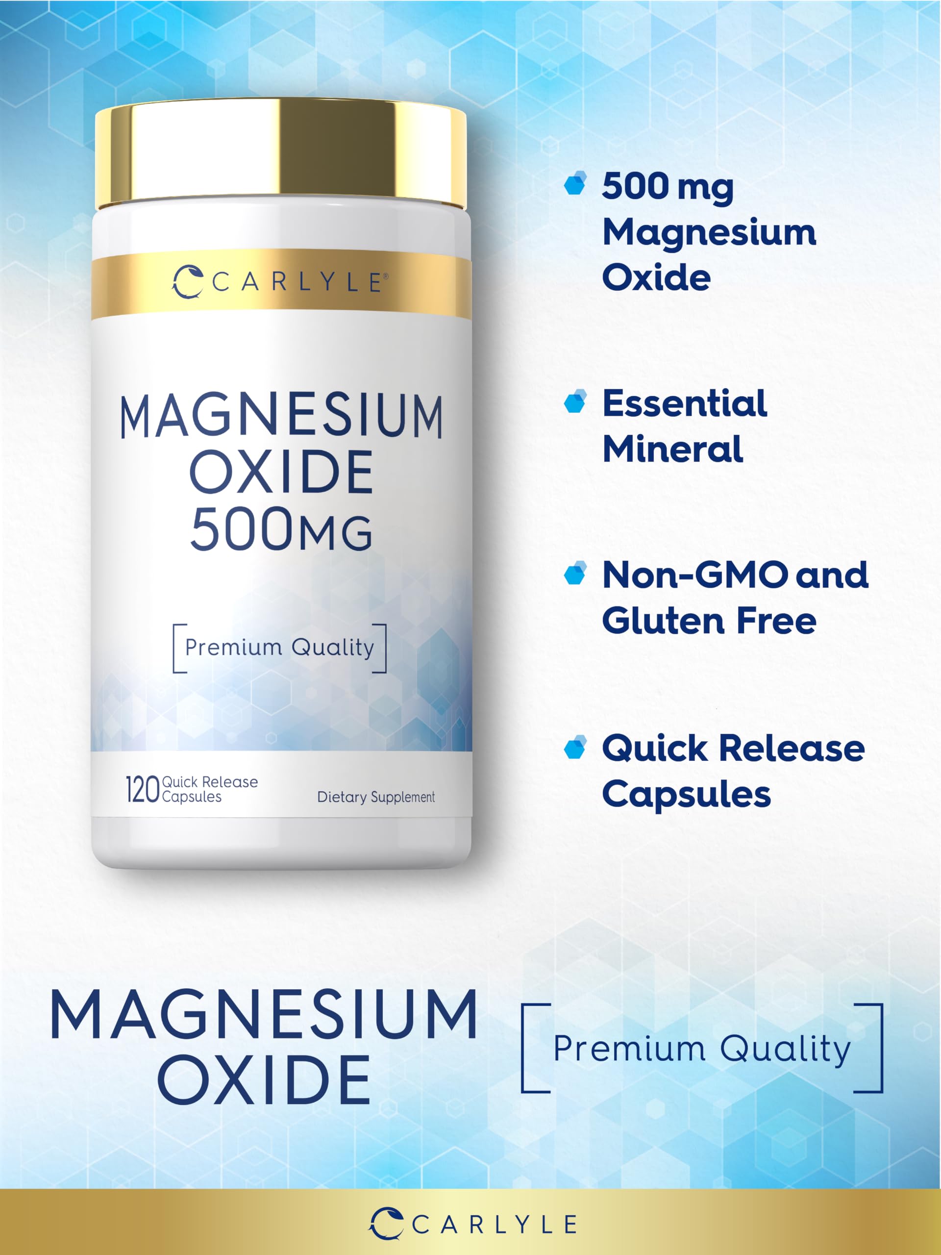 Carlyle Magnesium Oxide 500mg | 120 Capsules | Premium Quality — Amazon image 4