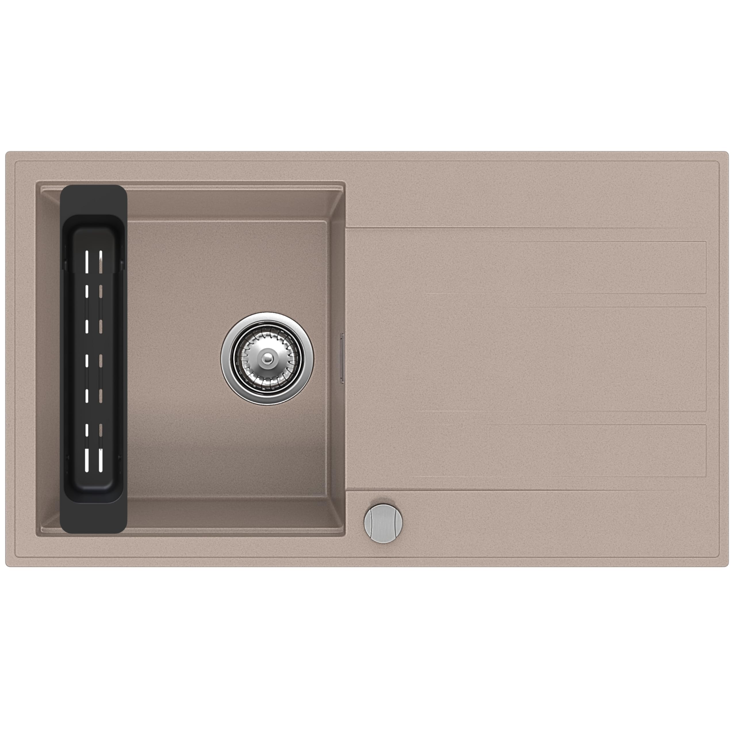 SINK Quality zlewozmywak kuchenny z ociekaczem – zlewozmywak beżowy 80 x 46 cm – w zestawie syfon i środki impregnujące – zlewozmywak do zabudowy do szafki pod umywalkę 55 – zlewozmywak granitowy