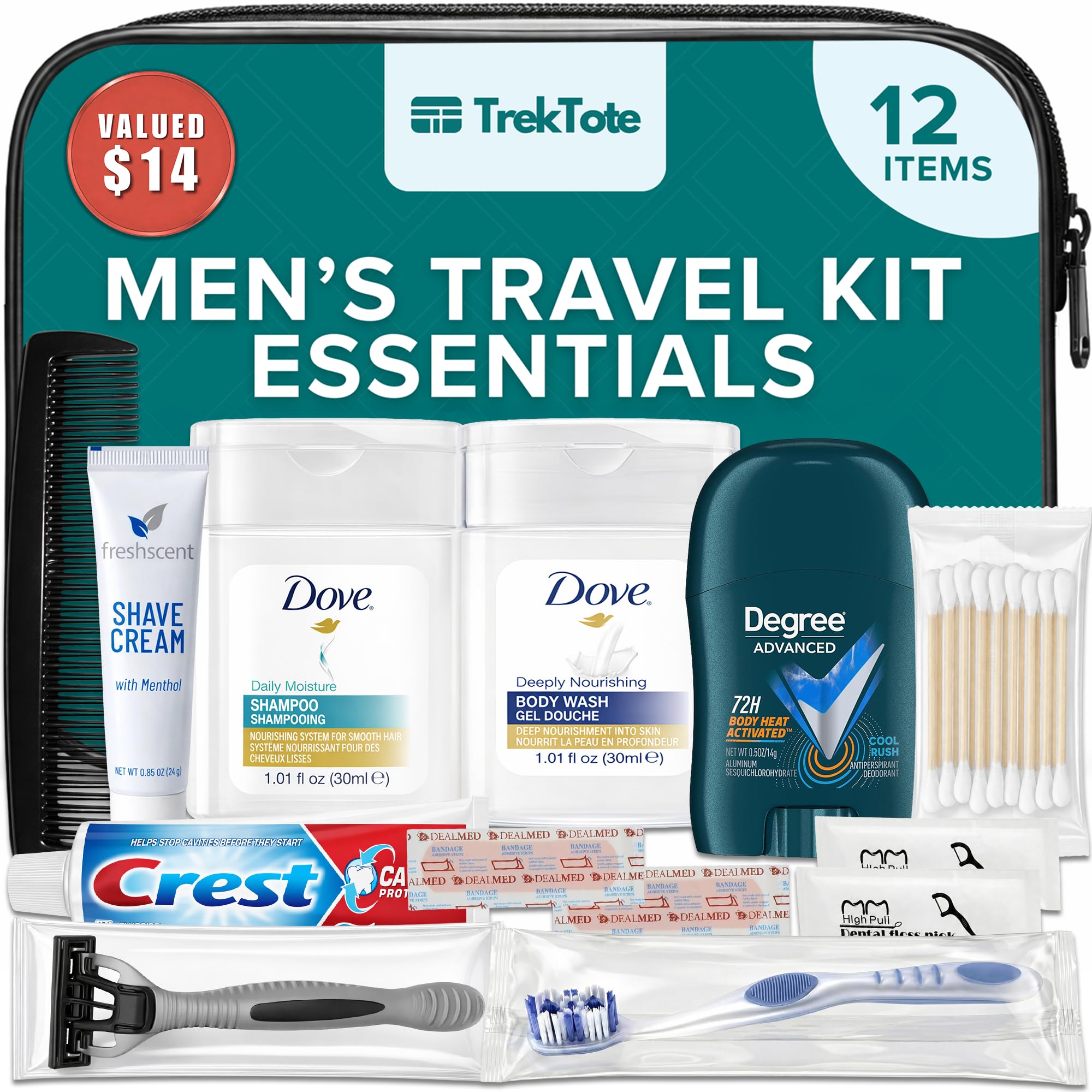 TrekTote 12-Piece Men’s Travel Toiletry Kit