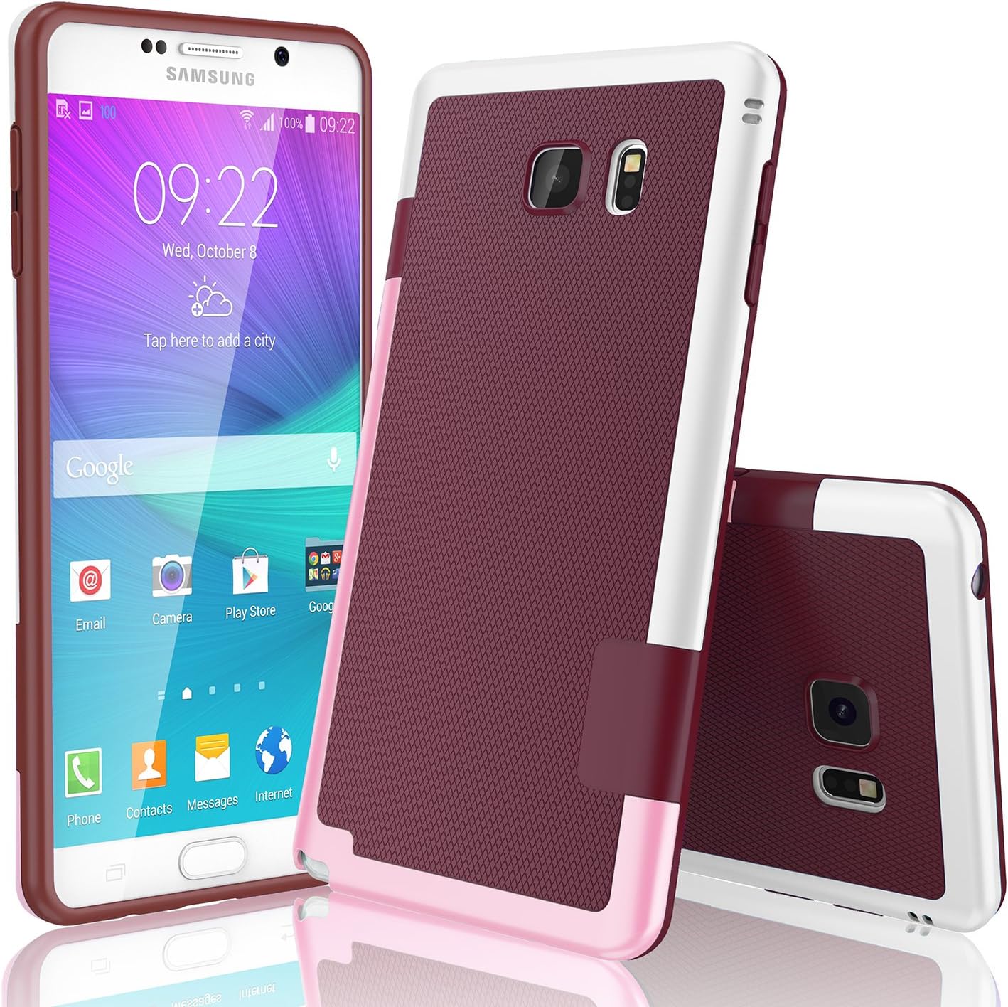Galaxy Note 5 Case, TILL(TM) Ultra Slim 3 Color Hybrid Impact Anti-Slip Shockproof Soft TPU Hard PC Bumper Extra Front Raised Lip Case Cover for Samsung Galaxy Note 5 V SM-N920 [Wine]