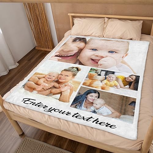 Miniatura 28 de Manta de fotos personalizada para hija, hijo, manta de cama de franela suave, regalo de cumpleaños o boda (9 fotos, 60 x 50 pulgadas) 9 fotos,1