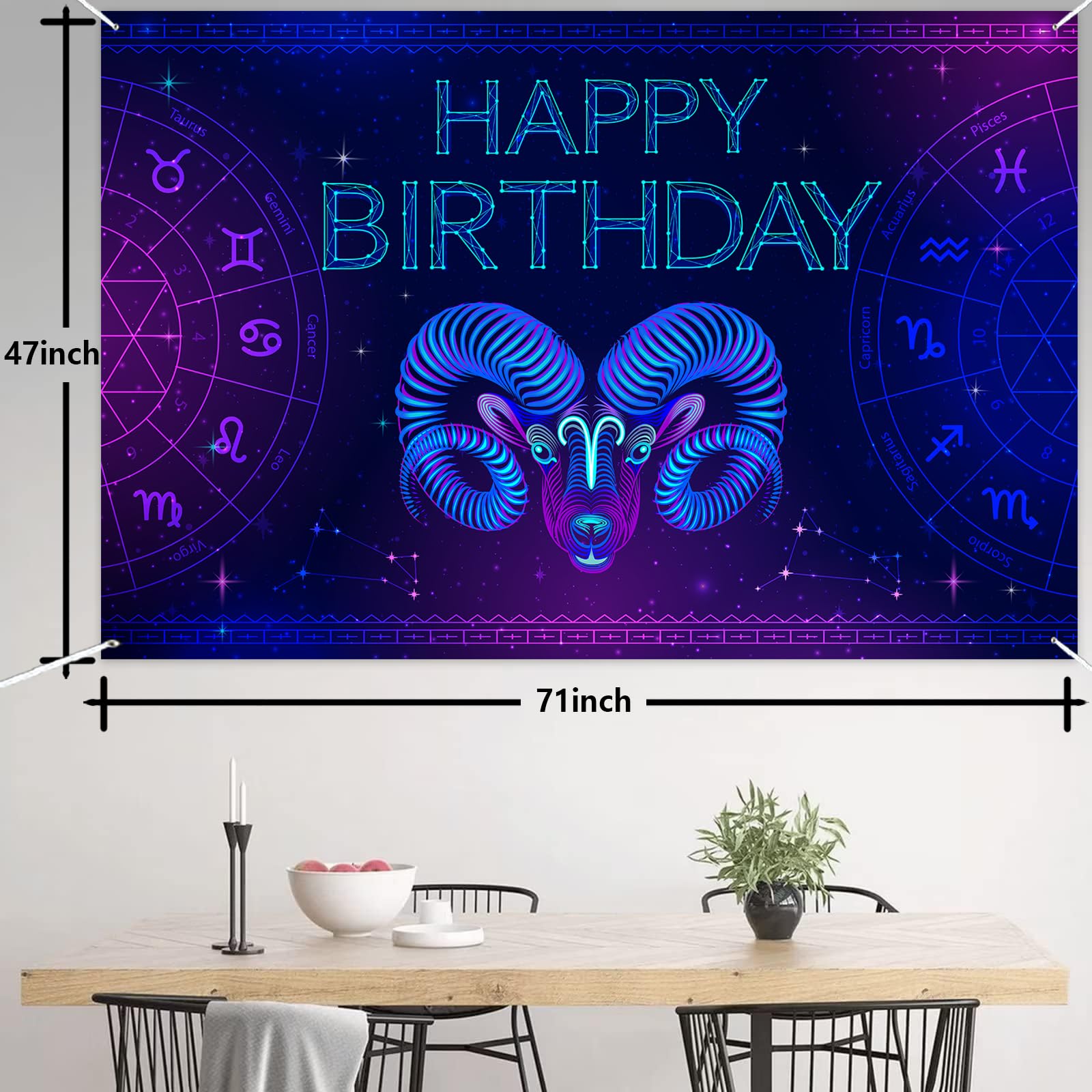 Happy Birthday Banner - Stoffbanner 180,3x119,4 Cm, Wiederverwendbar, Für Partys