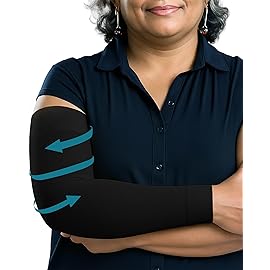 KEMFORD Lymphedema Compression Arm Sleeves for Women - 15-20 mmHg, Anti-Slip, 1 Pair, Black, 3XL - Arm Support for Swelling & Edema