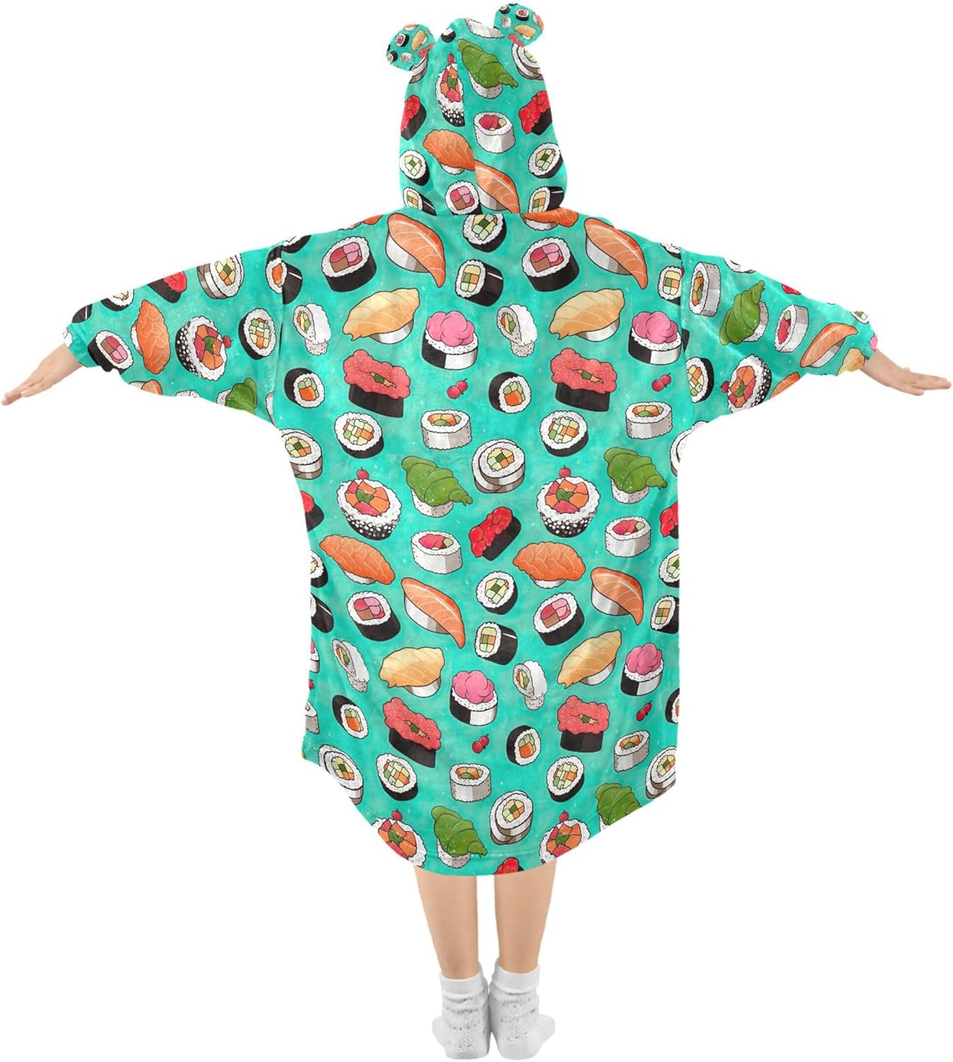 Sushi Food Kids Wearable Blanket Hoodie with Pocket and Sleeves for Toddlers, Cute Hoodies Girls Boys B0403770