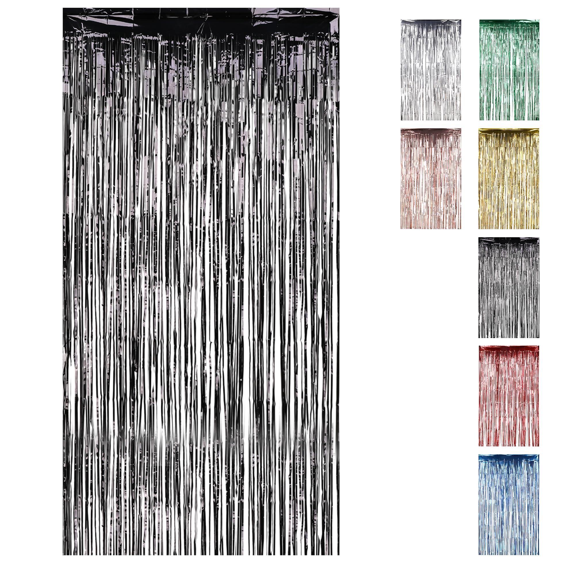 Fond Photo Noël Rideaux Lamelles Dorées 12 Pièces - Décoration Fête 1x2,5m Anniversaire Noël Rideau Frange