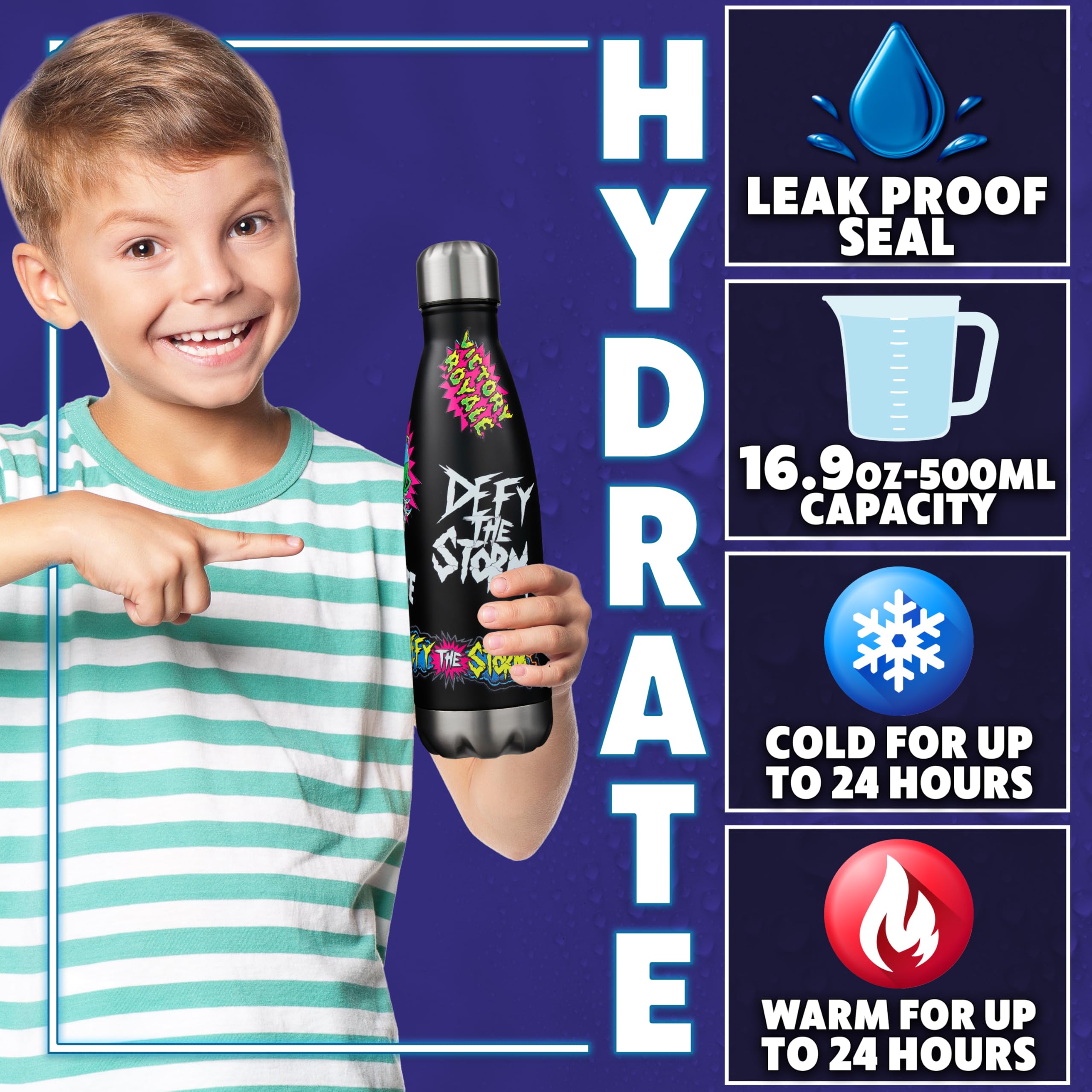Fortnite Gourde Isotherme 500ml Ado et Adulte, Bouteille Isotherme en Acier Inoxydable Double Paroi 24h Chaud Froid Sans BPA, Écologique, Cadeau Gamer (Noir Fortnite)