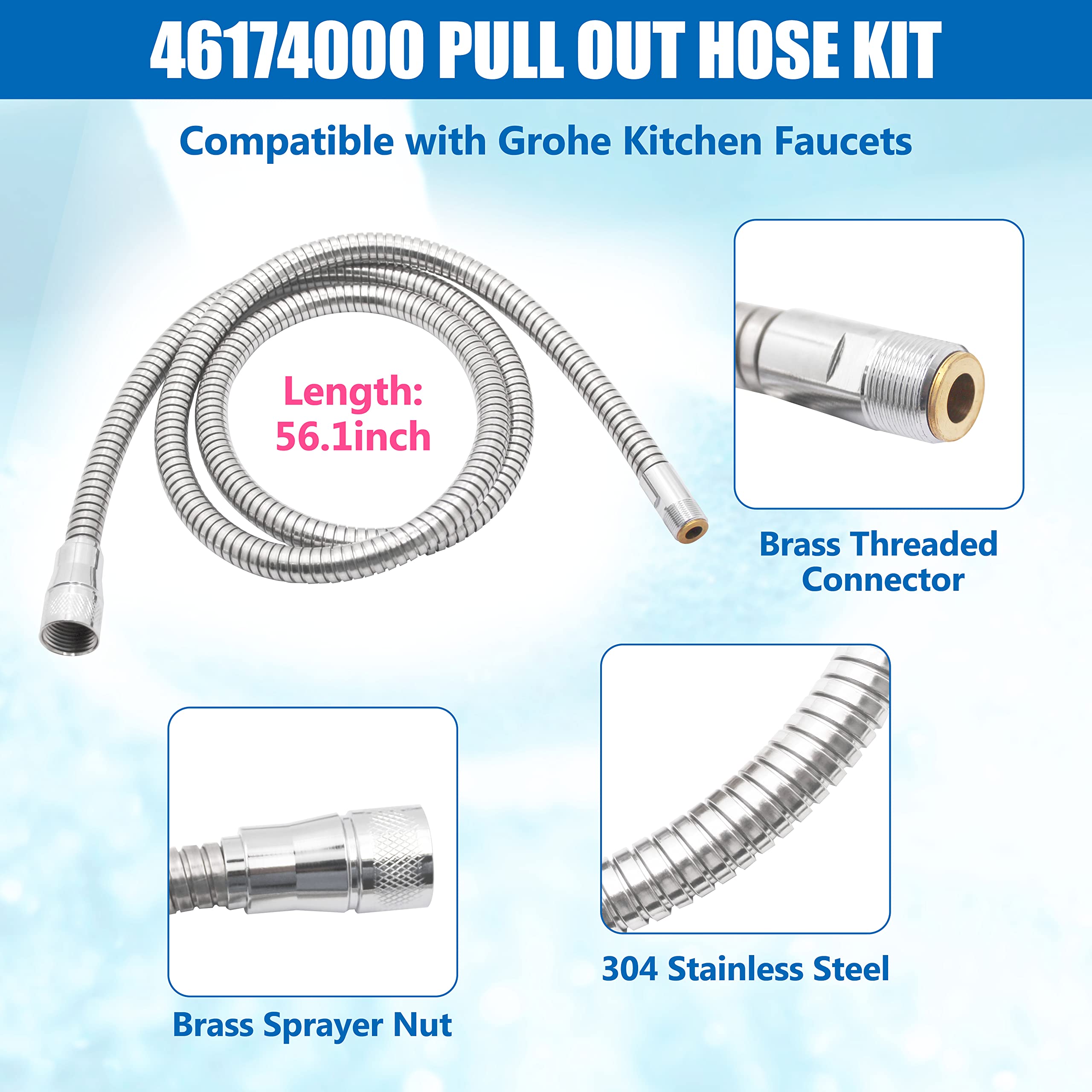 46174000 Reemplazo de manguera, compatible con grifo de cocina extraíble Grohe K4 K7 (59 pulgadas) 4