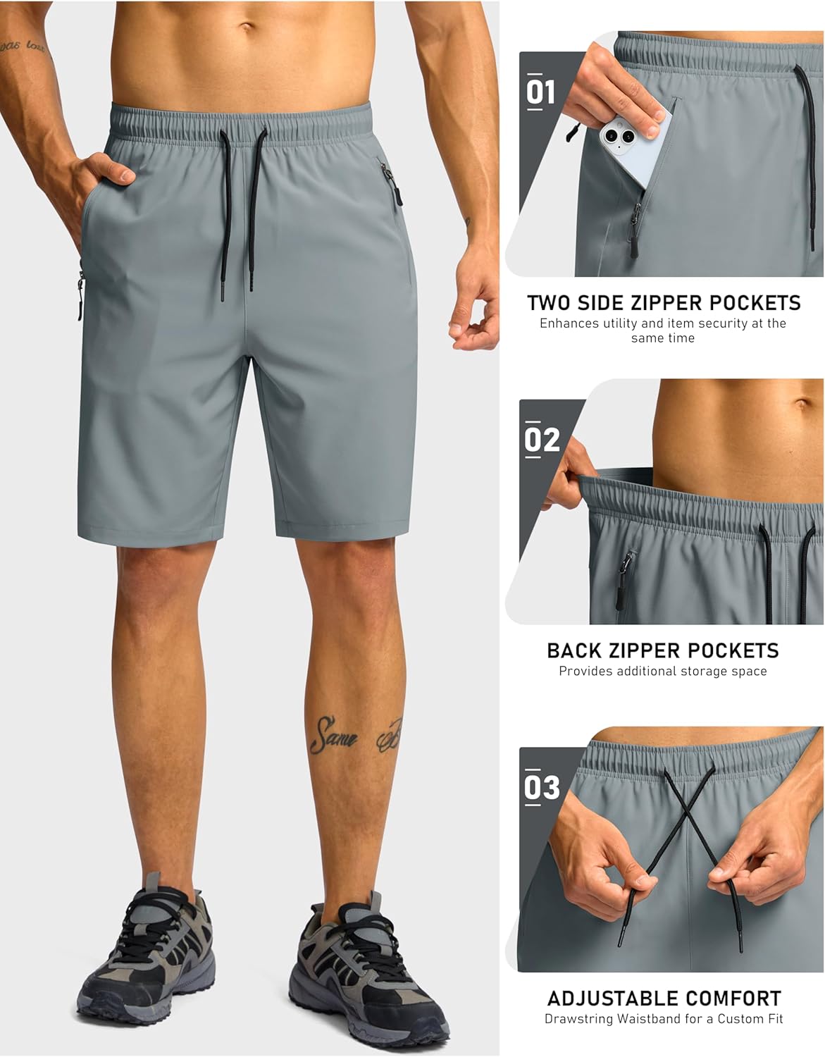 G Gradual Men's Hiking Shorts 7"/9" Lightweight Athletic Shorts for Men Quick Dry Stretch Casual Shorts with 3 Zipper Pockets - Image 4