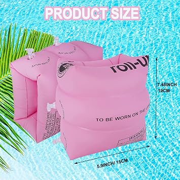 2 Pairs Inflatable Swimming Armbands, Kids Swim Arm Bands Float Roll up Sleeves Pool Learning Swim Training Aids Float Swimming Ring for Boys Girls and Adults