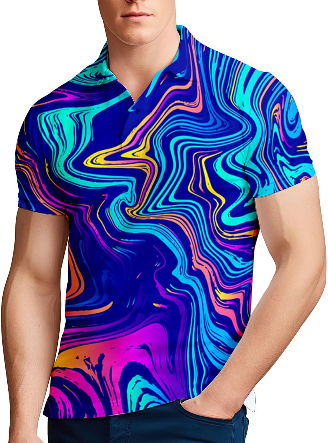 Mens 70s Golf Shirts, Funny 70s Shirts for Men, Short Sleeve, Medium, Typical 70's Colors - Image 2