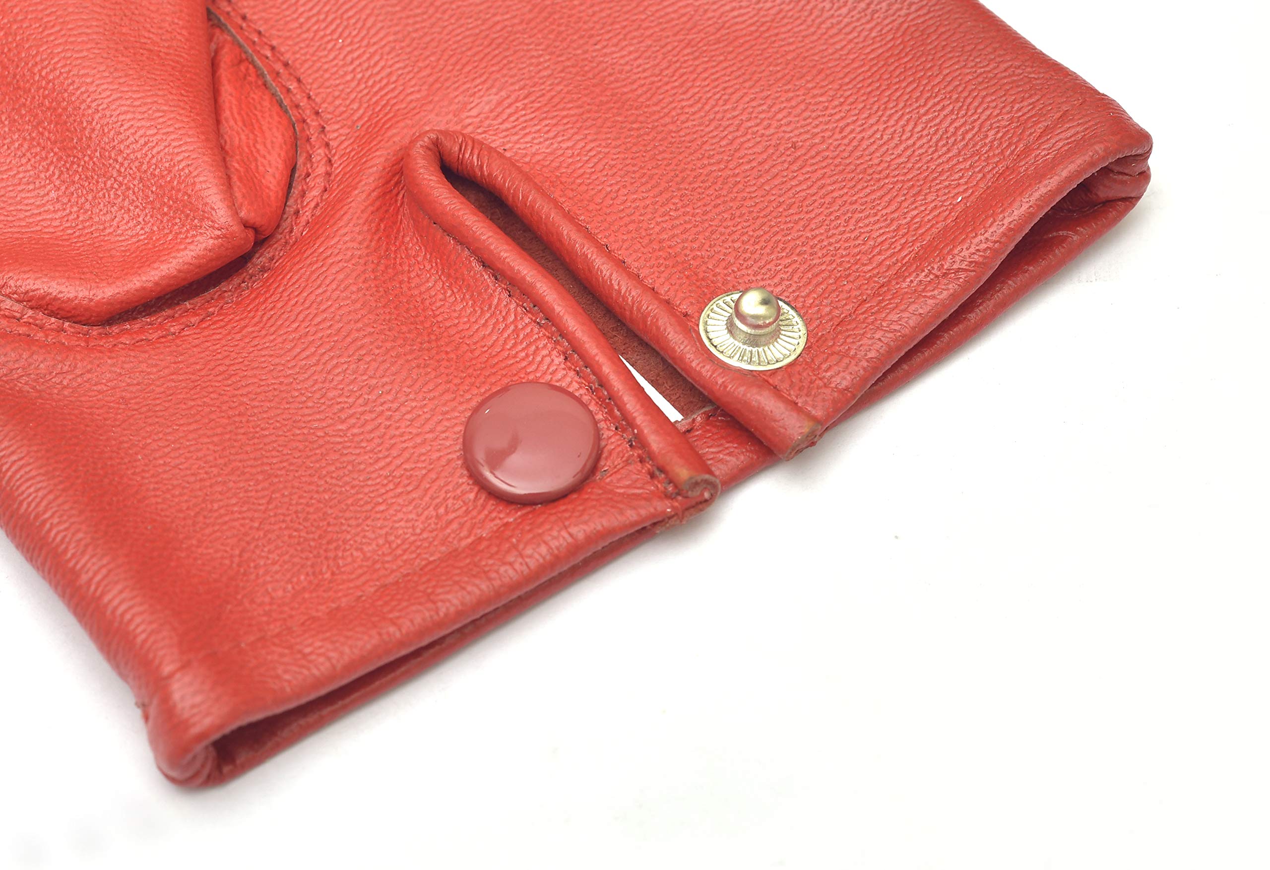 Men's Leather Driving Dress Gloves (Red, Small)