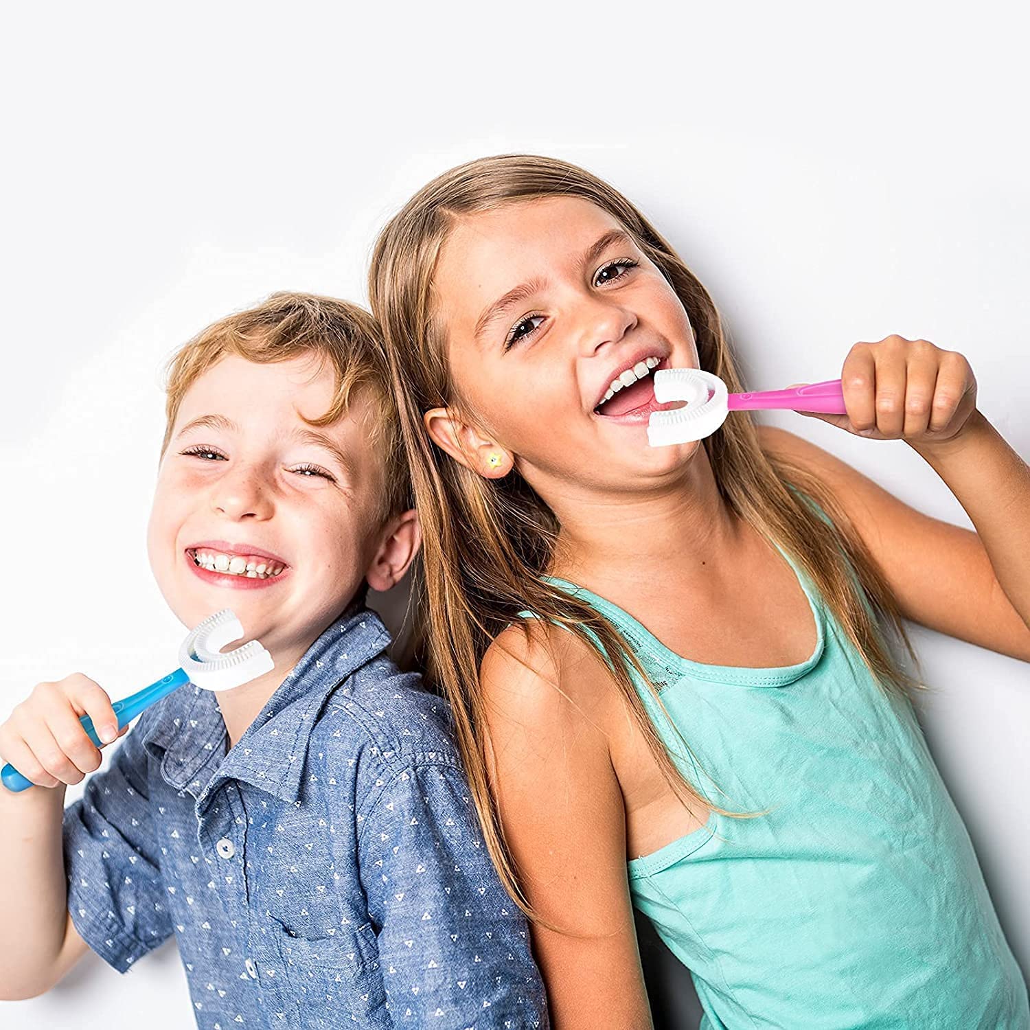 Exotic Mall U Shaped Toothbrush for Kids Manual Whitening Toothbrush Silicone Brush Head for Kids Children Infant Toothbrush For 2-6 Years Mouth-Cleaning (2ps & Multicolour)
