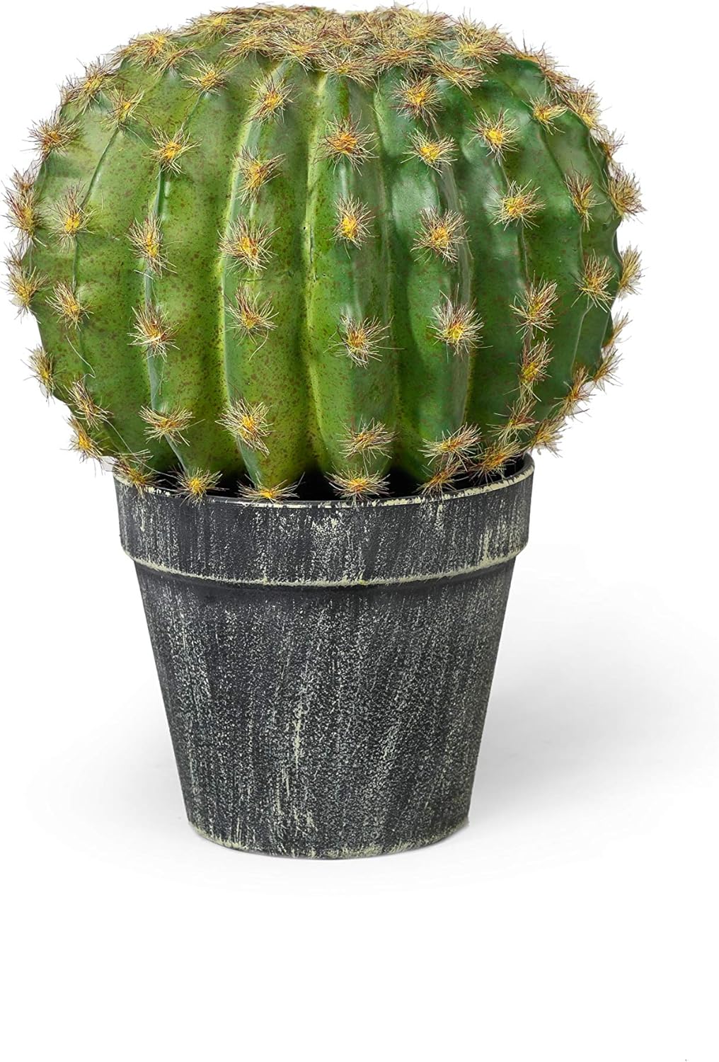 Serene Spaces Living Faux Barrel-Shaped Cactus - Perfect for Home Decor and Themed Party, Natural Indoor Greenery, Simple Care, Sold Individually, Measures 9" Tall and 6.5" Diameter