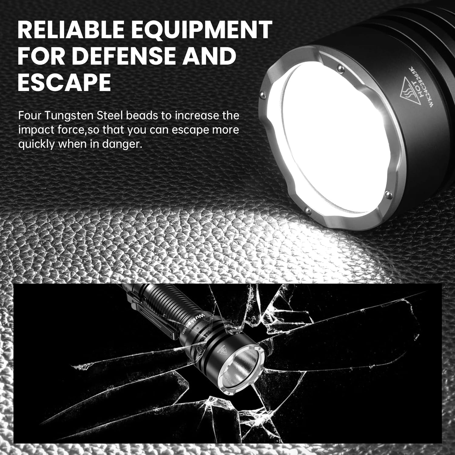 Wurkkos TS23 Tactical Flashlight,5000 High Lumens Rechargeable Flashlight,70.3 HI LED 482M Attack Head LED Flashlights,IP68 Waterproof Flashlights for Emergency,Repair,Camping,Hiking - Image 4