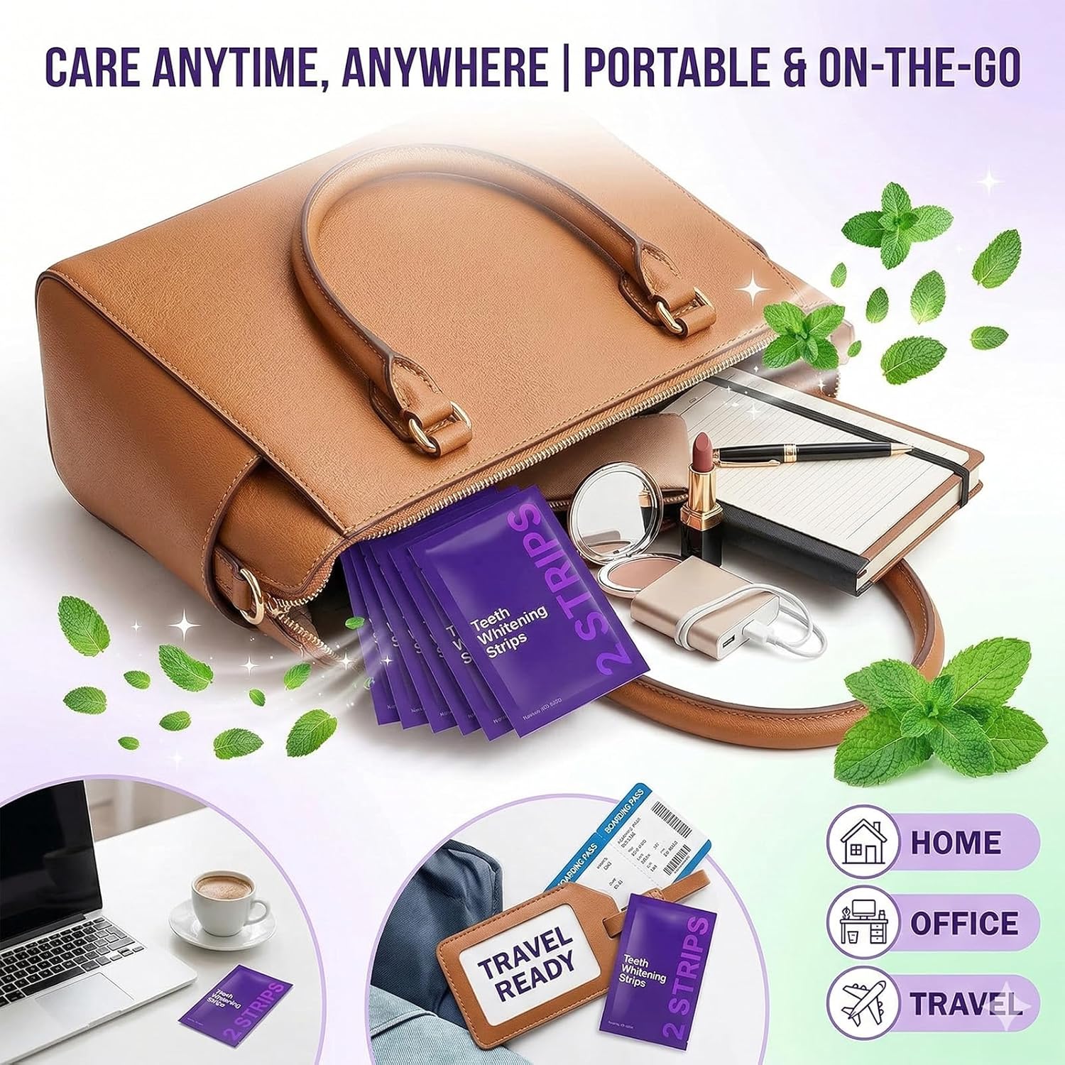 Viralaluna Whitening Strips, Viralaluna Purple Teeth Whitening Strips, Surface Stain Reduction, Gentle Formula, Safely Protects Tooth Enamel (42 Strips)