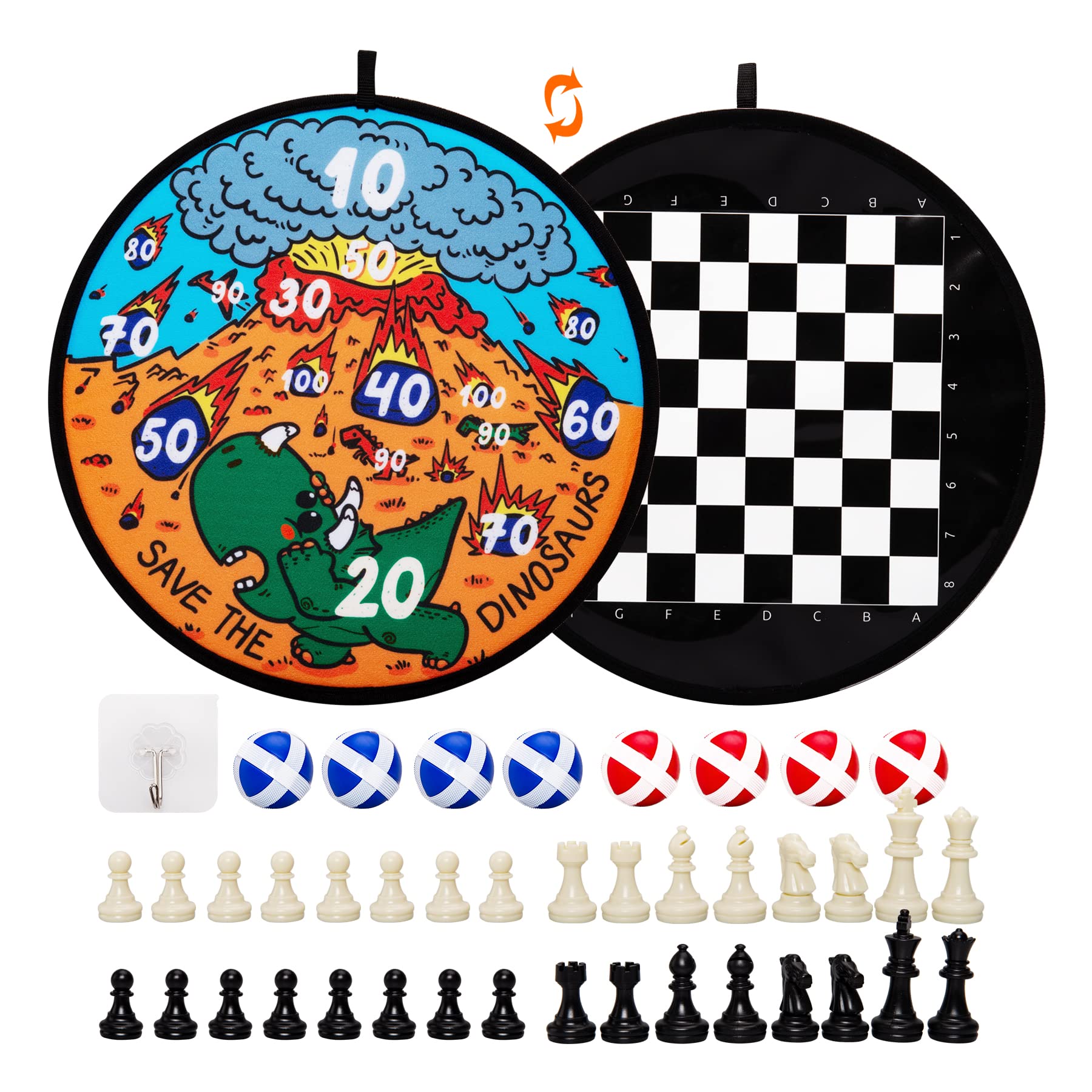 Photo 1 of Innotoys Kids Dart Board Game, Darts Game Set with 8 Sticky Balls, Dinosaur Dart Board, Indoor and Outdoor Party Yard Lawn Family Game Toy for Boys Girls Aged Over 3 Years Old Black