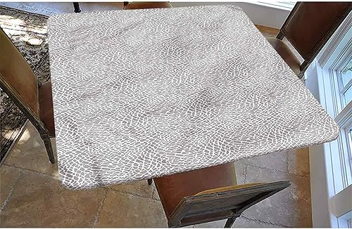 Miniatura 2 de Mantel cuadrado decorativo gris con bordes elásticos, estilo piel de animal, fauna de la selva, poliéster, para interiores y exteriores, para