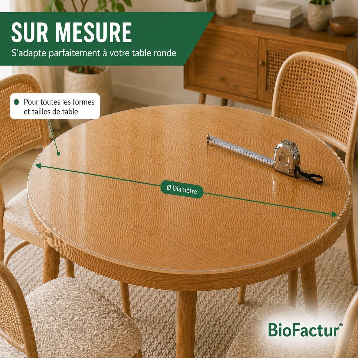 Nappe Transparente Ronde sur Mesure