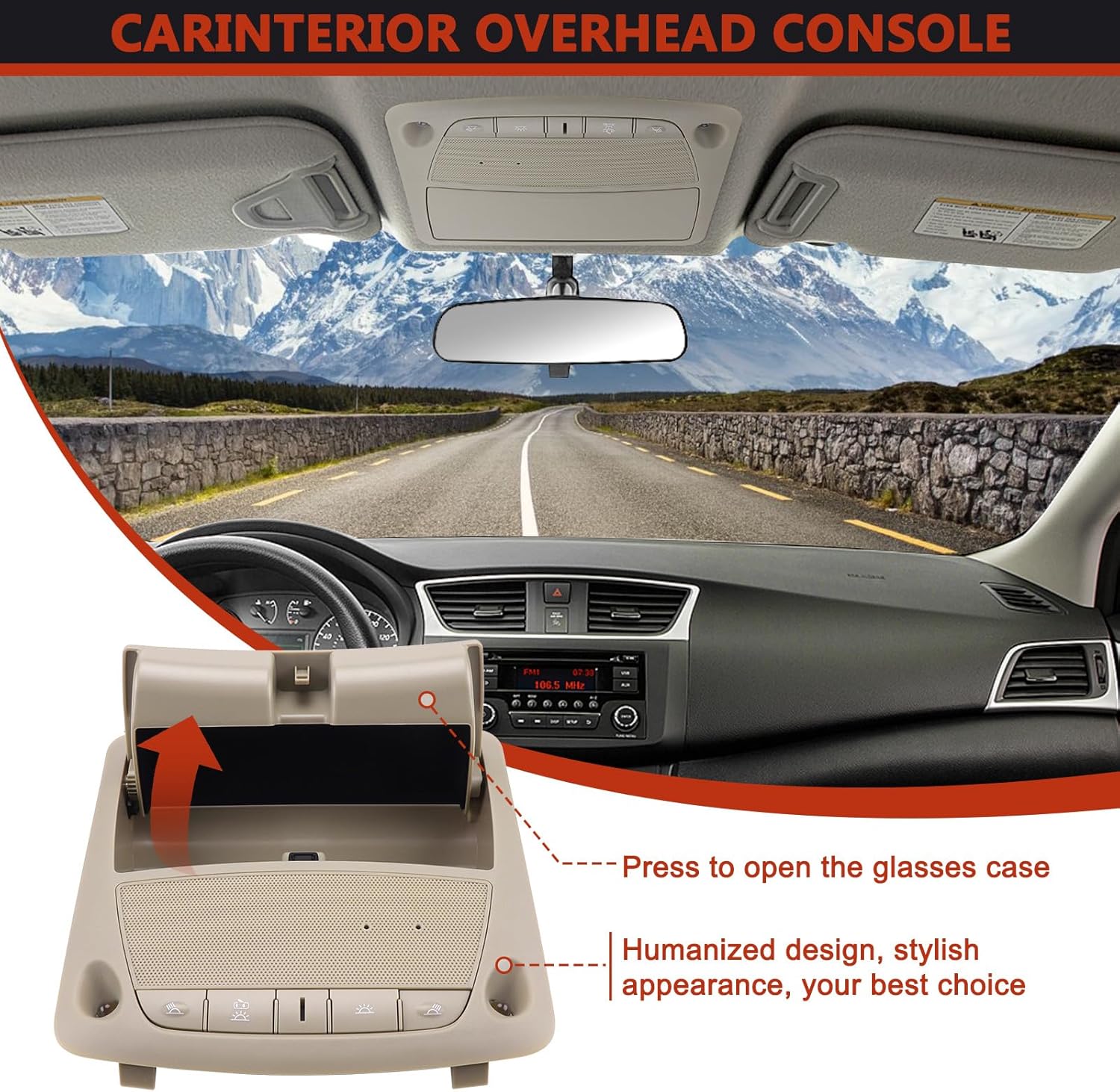 Car Interior Overhead Console Map Reading Light Lamp Compatible with Nissan Altima 2013-2018 Teana 2013-2018 Sentra 2013-2015 26430-C990D Replace Dome Light Reading Ceiling Lamp
