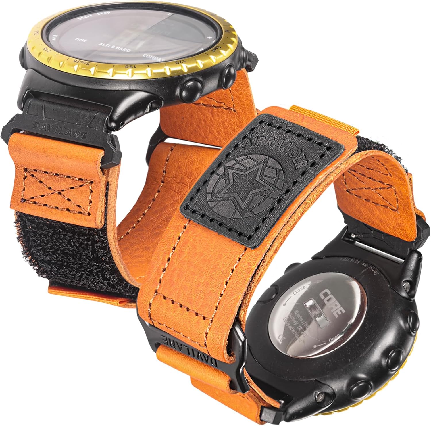 Wide Hook & Loop Leather Watch Band Compatible with Suunto Core SS014993000/SS013331000/SS018816000/SS013337000 – Heavy-Duty Military Watch Strap