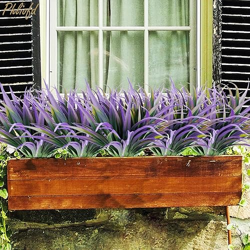 Miniatura 3 de Phliofd 6 plantas artificiales de hierba artificial de 17.3 pulgadas, plantas al aire libre, resistentes a los rayos UV, tallos de vegetación