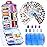 14 Grids Travel Pill Organizer Box with 415-Pcs Medicine Name Labels - Pocket Daily Pharmacy Case Container Kit - Travel Medication Holder Dispenser for Fish Oil Vitamin Supplement Storage -Clear Blue