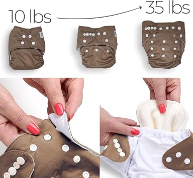 Nora's Nursery Cloth Diapers + 7 Pack Inserts with Snap