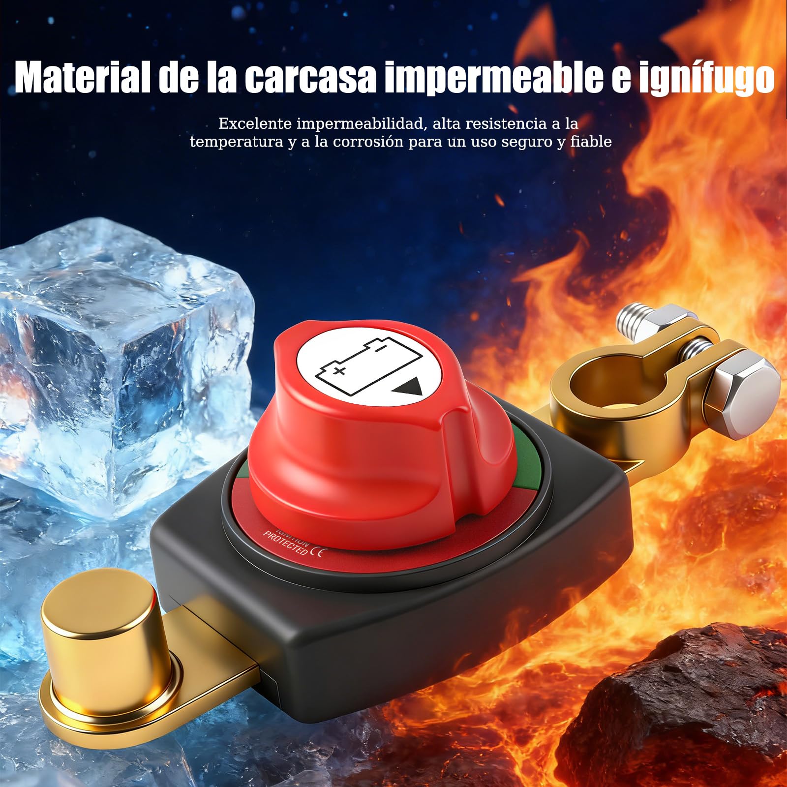 Desconectador de Bateria, Cortacorrientes De Bateria Coche 12V-48V Aislador de Batería Interruptor de Apagado para Coche, Camión, Moto, Caravana, Barco
