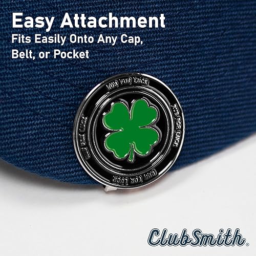 Miniatura 9 de ClubSmith Lucky - Marcador de pelota de golf con clip magnético para sombrero, trébol irlandés y trébol, marca de alineación premium, accesorios de