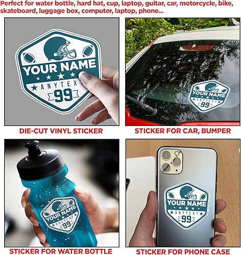 Miniatura 15 de Calcomanía personalizada con nombre para casco de fútbol y rugby, calcomanías de vinilo troqueladas para casco duro, laptop, botella de agua, autos