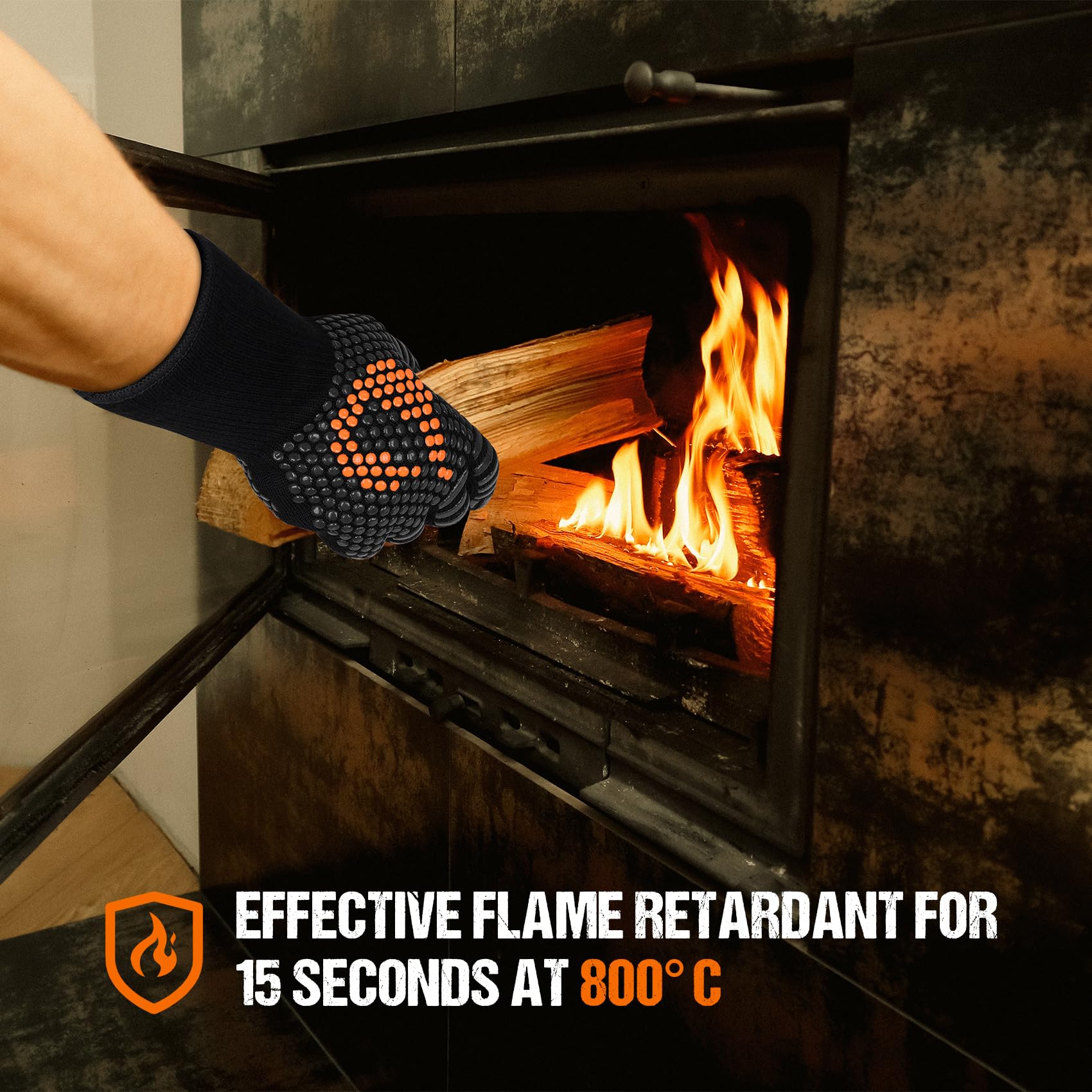 Onlyfire rękawice do grilla, odporne na temperaturę do 800°C, rękawice do piekarnika, ogniotrwałe, rękawice do grilla, piekarnika, lutowania, czarne