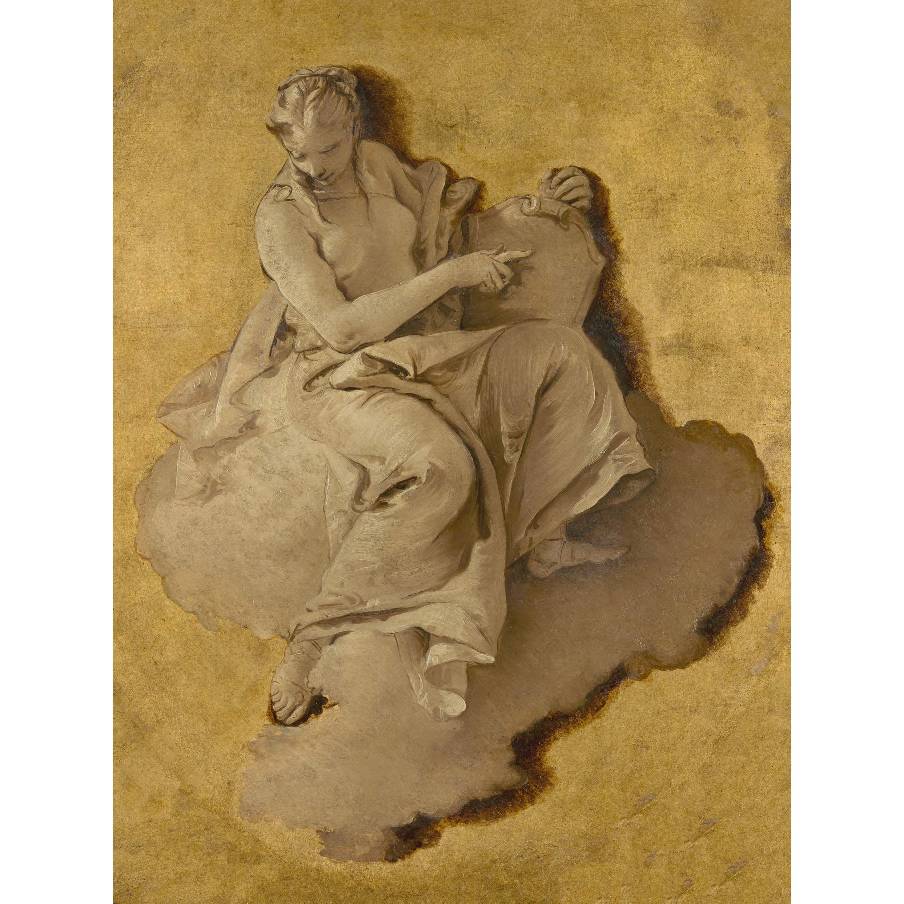 Artery8 Tiepolo Allegorical Figure Woman With Shield Mirror Premium Wall Art Canvas Print 18X24 Inch