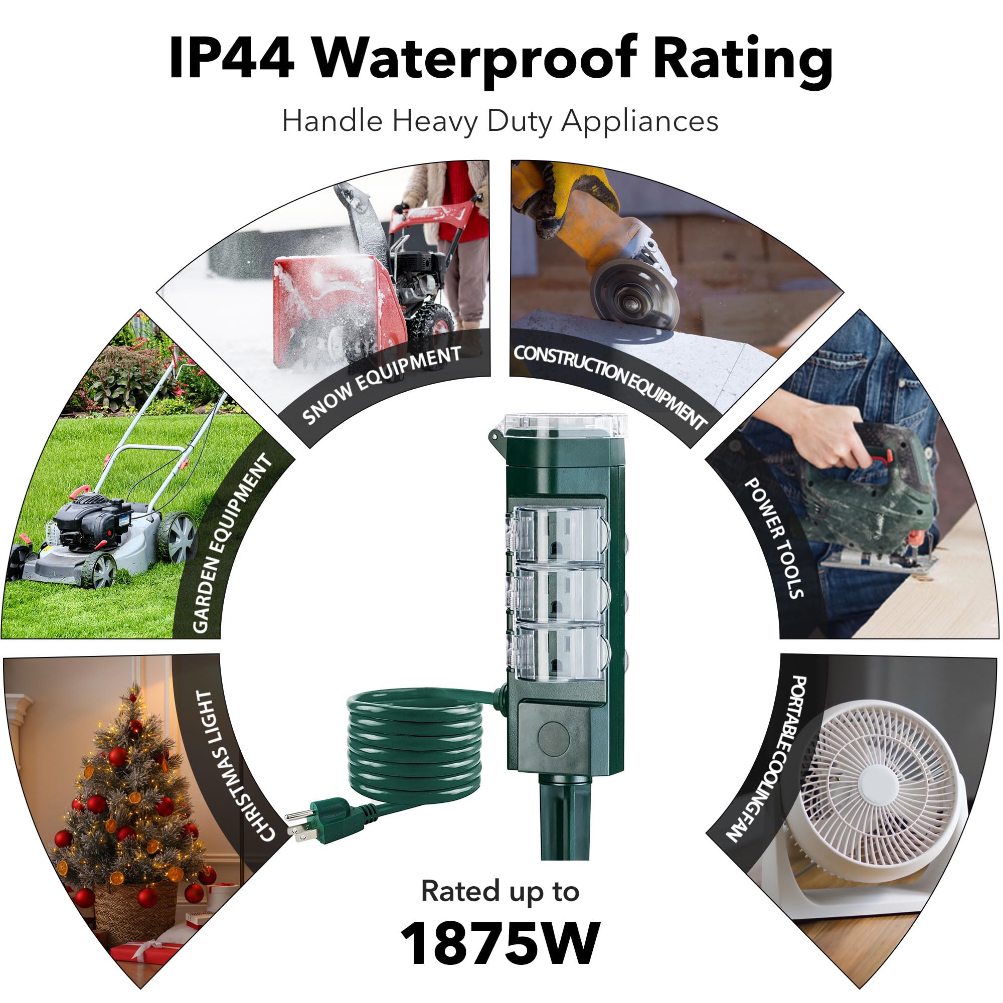 HBN Outdoor Power Strip Yard Stake