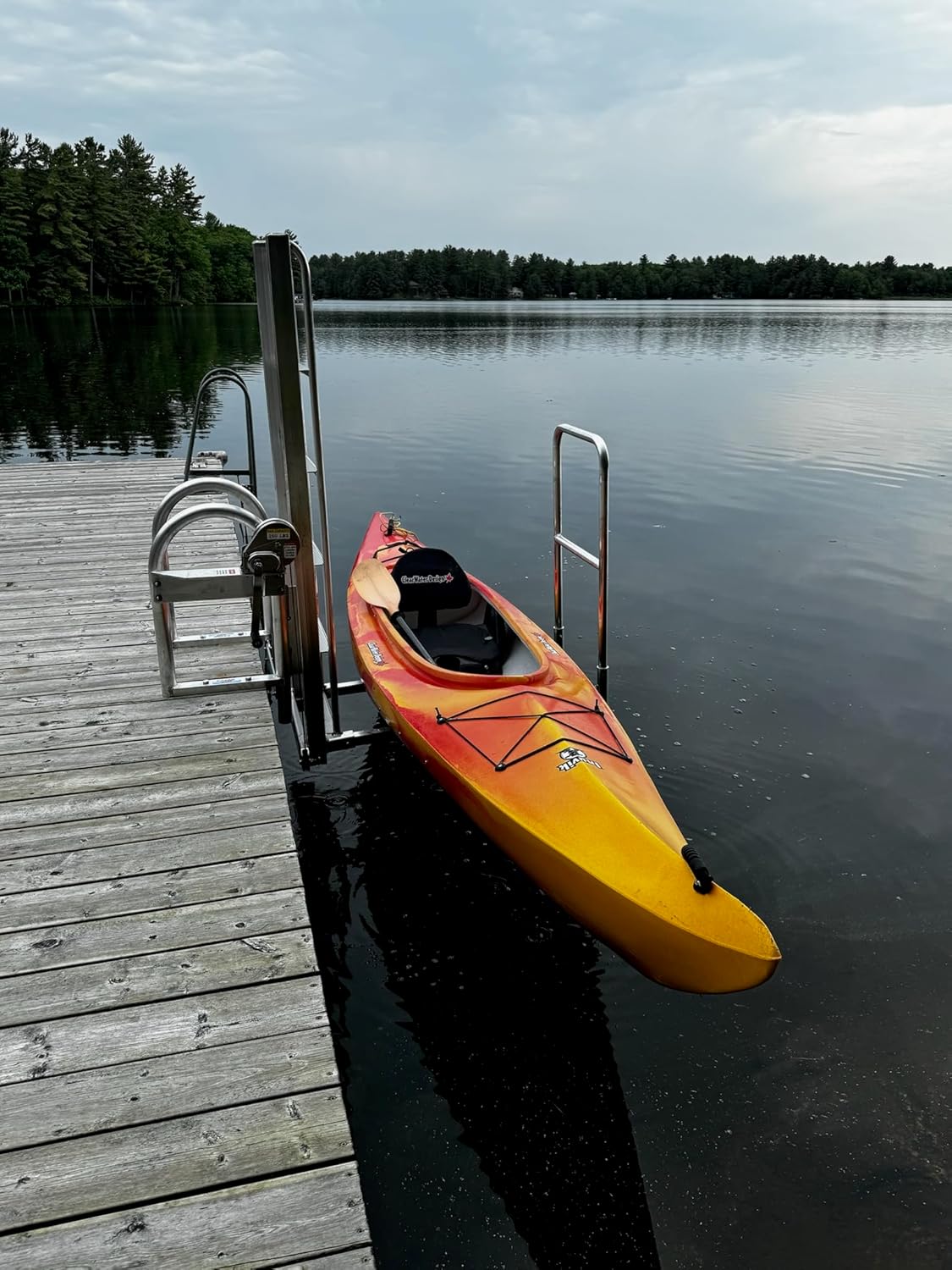 Golden Kayak Launch® – Safely Launch Kayaks, Canoes & Paddleboards, for Fixed Docks – Durable Aluminum Frame