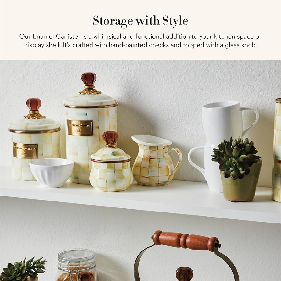 Amazon.co.jp: MacKenzie-Childs Parchment Cheque Enamel Canister